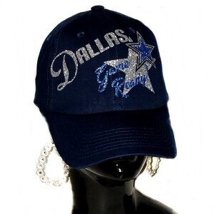 Dallas Navy Game Ready Fitted Adjustable Baseball Cap with Shiny Lettering.